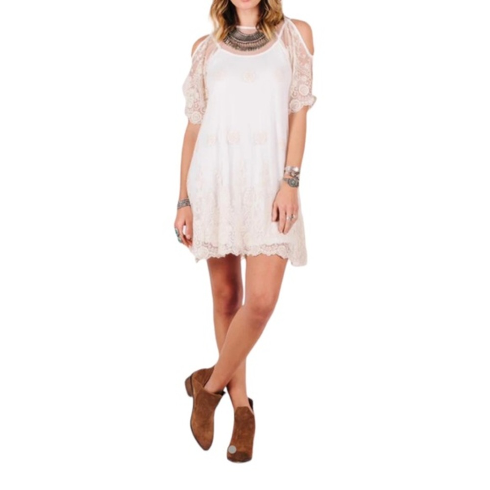 NEW Raga Womens Sheer Mini T-Shirt Dress Coverup Size Medium Boho Cottage